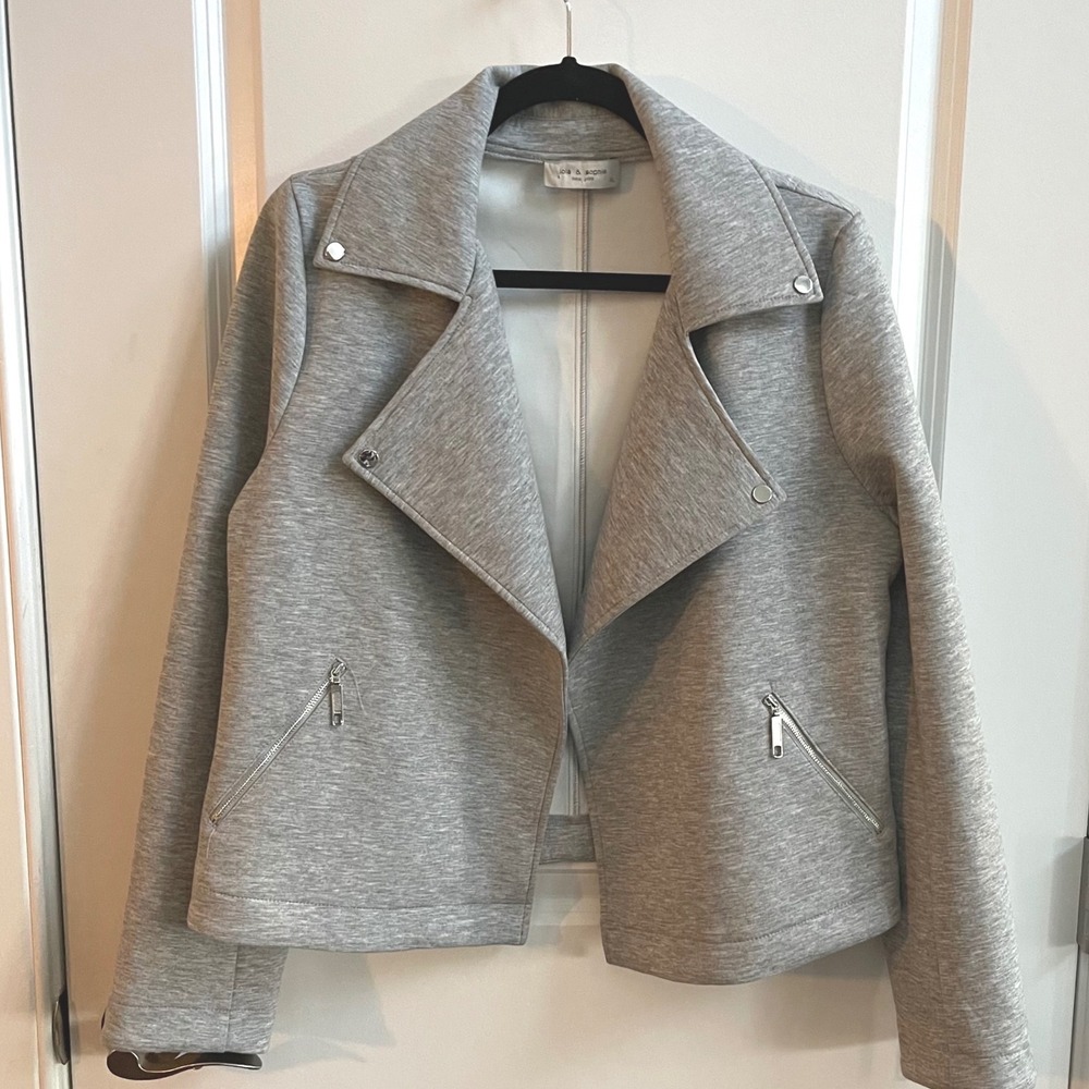 lola & sophie New York Grey Moto Jacket Elavated Size XL Zipper Pockets